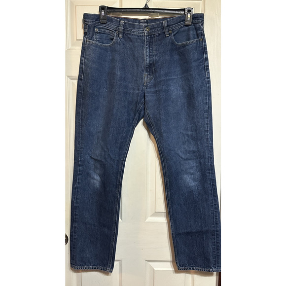 J Crew Jeans Mens 35x32 Blue The Sutton Straight Fit Denim Classic 100% Cotton - Picture 1 of 12
